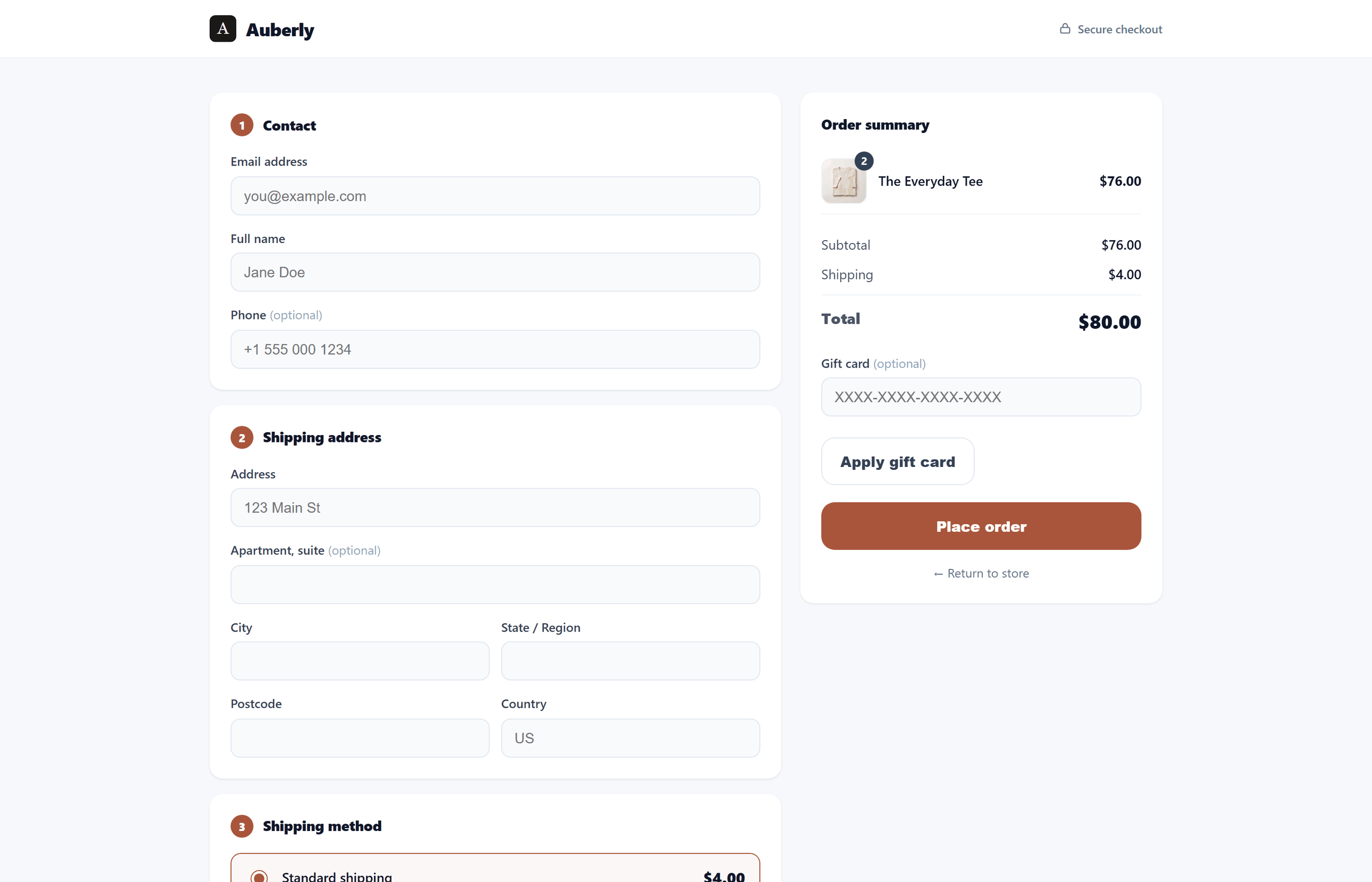 The hosted checkout on a live Yetty store